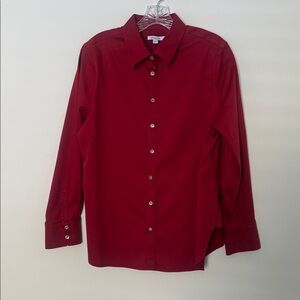 Chicos No Iron red Blouse with Crystal Buttons, size 1.5 (US size 10)
